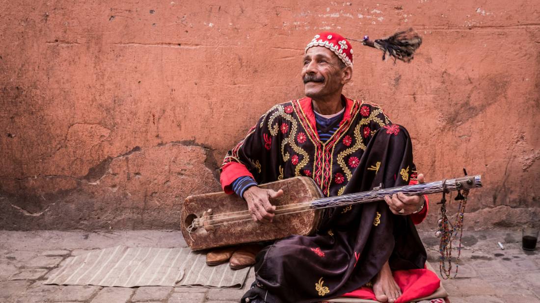 Musician plying his trade in the medina, Marrakesh |  Richard I'Anson