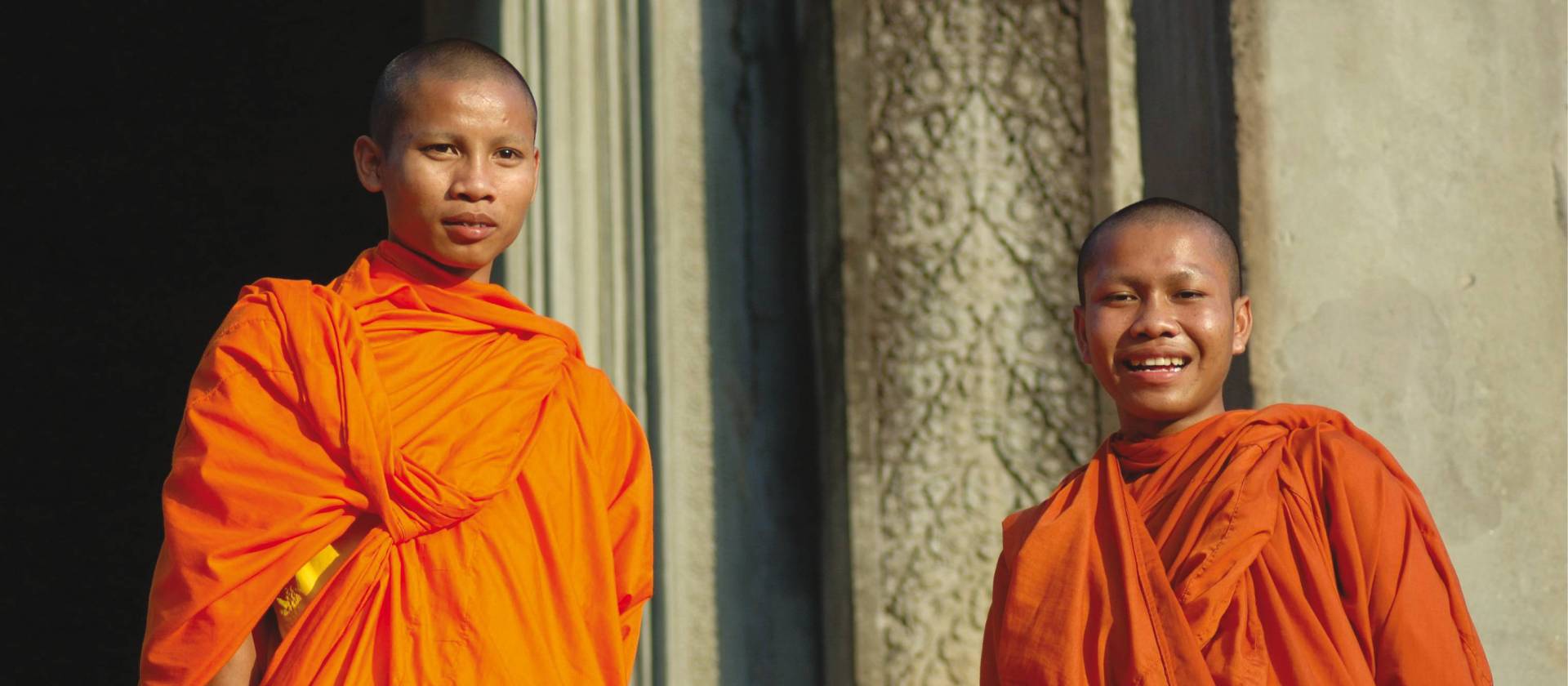 The saffron robed monks at Angkor Wat | Donna Lawrence