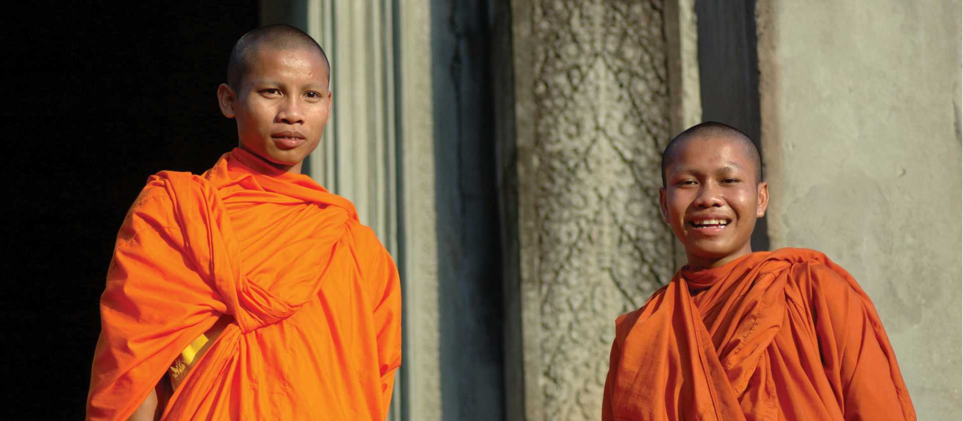 The saffron robed monks at Angkor Wat | Donna Lawrence