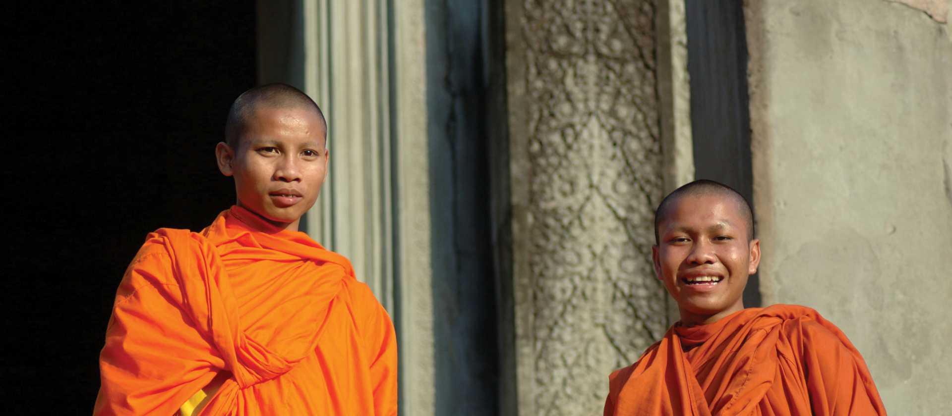 The saffron robed monks at Angkor Wat | Donna Lawrence