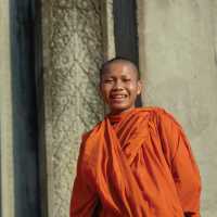The saffron robed monks at Angkor Wat | Donna Lawrence