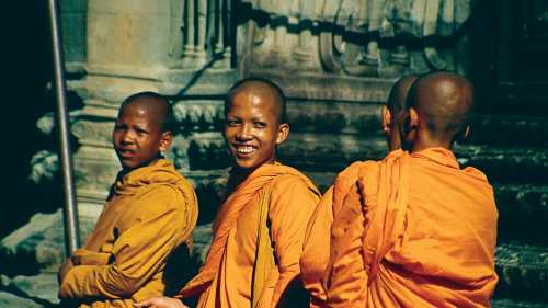Buddhist monks in saffron robes, Cambodia | Richard Cunningham