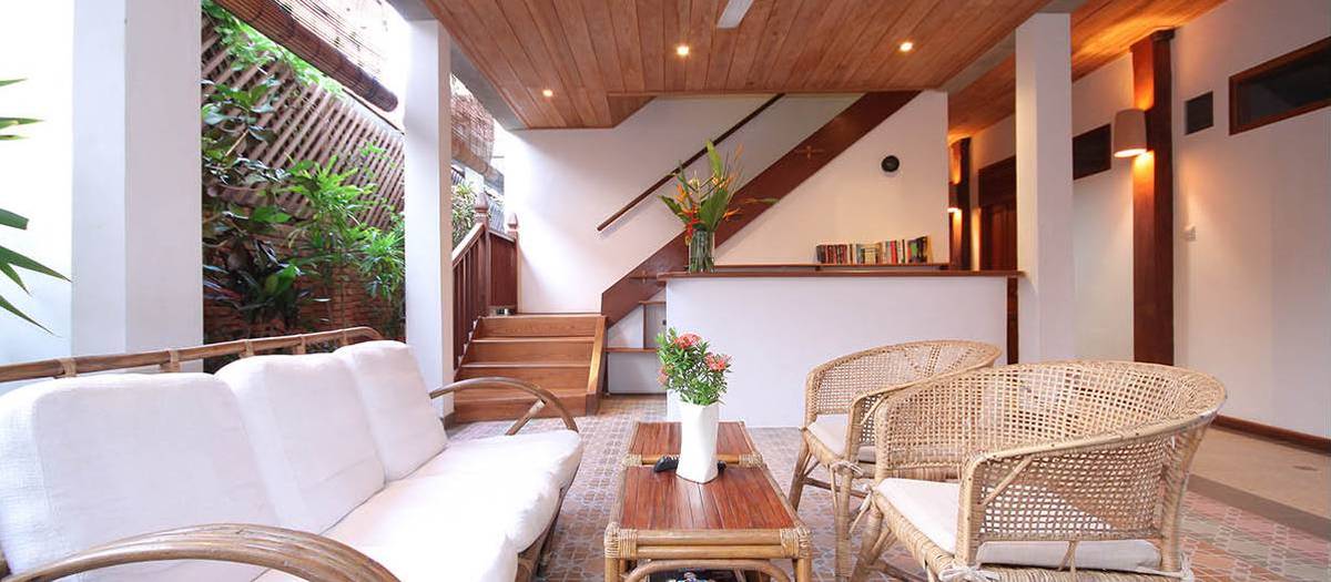 The foyer of the Sala Prabang Hotel in Luang Prabang, Laos