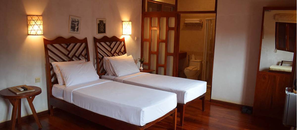 A twin room at the Sala Prabang Hotel in Luang Prabang, Laos