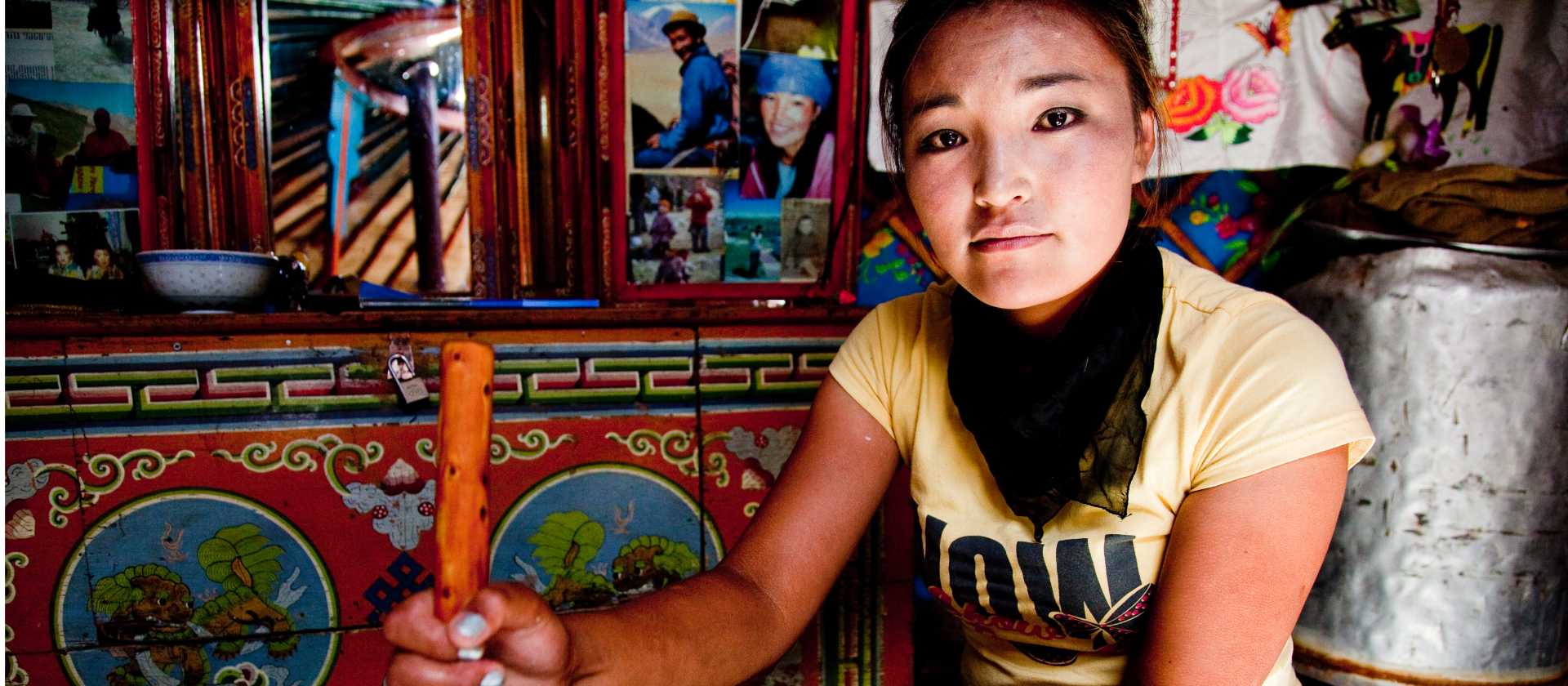 A local girl prepares food, Mongolia | Cam Cope