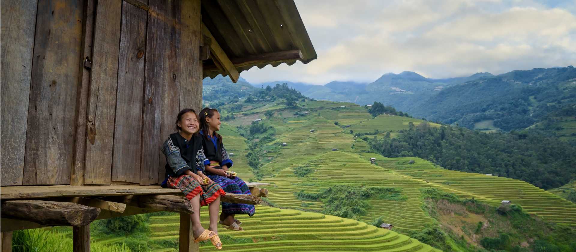 Friendly village children in Ha Giang, Vietnam