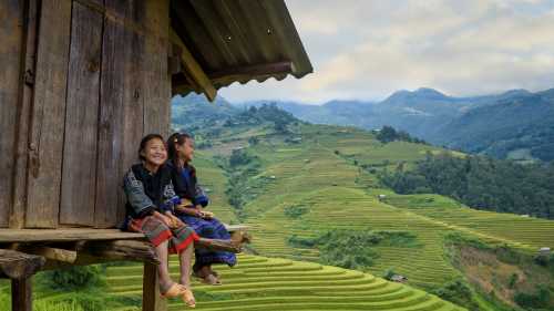 Friendly village children in Ha Giang, Vietnam