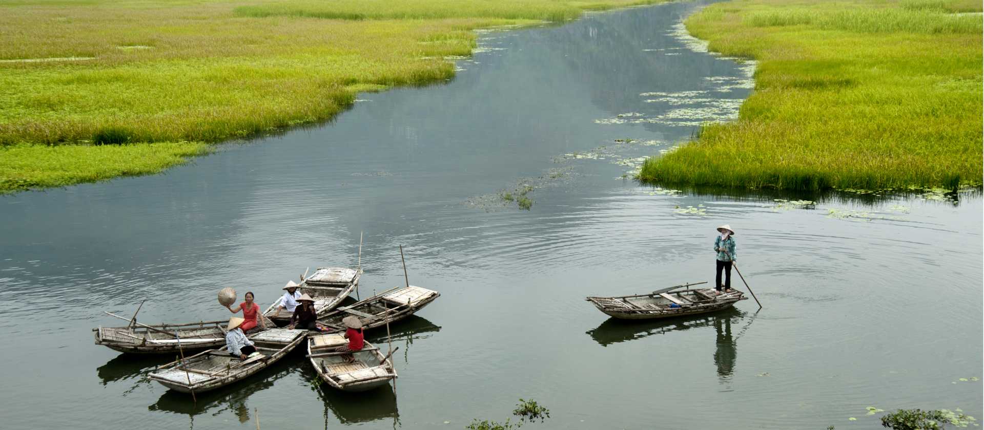 Boats in Trang An, Vietnam