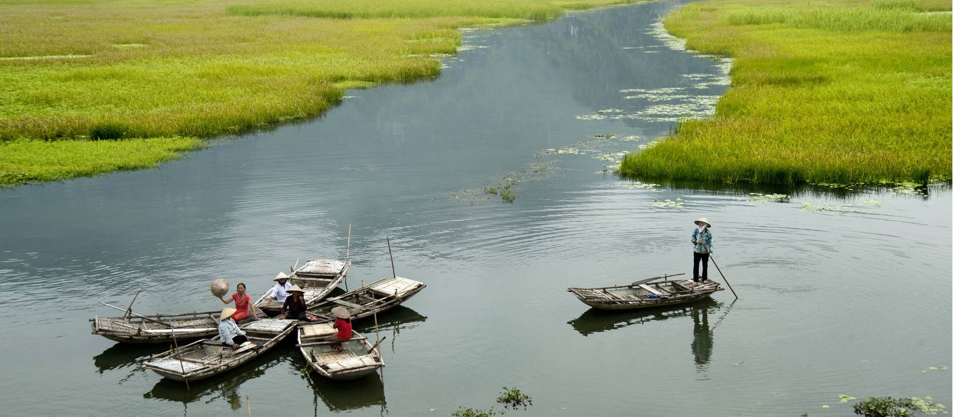 Boats in Trang An, Vietnam