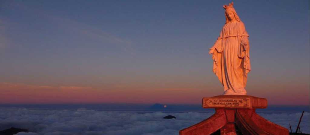 Statue marking the summit of Mt Ramelau, East Timor