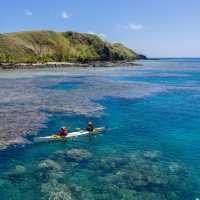 Sea kayaking through the tropical Yasawa Islands