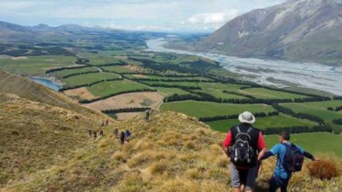 Extensive views of the Canterbury Plains and Mt Hutt from Peak Hill, Canterbury