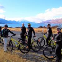 Enjoying a break in front of Lake Ohau on the Alps to Ocean Cycle Trail | Stephen Tulley