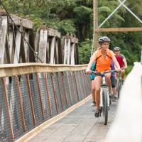 Taking in the views from the railway bridge on the Twin Coast Trail | Ruth Lawton Photography