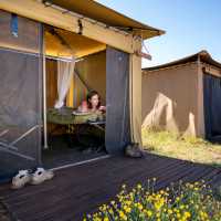 Relaxing at our exclusive eco-comfort camps on the Larapinta | Shaana McNaught