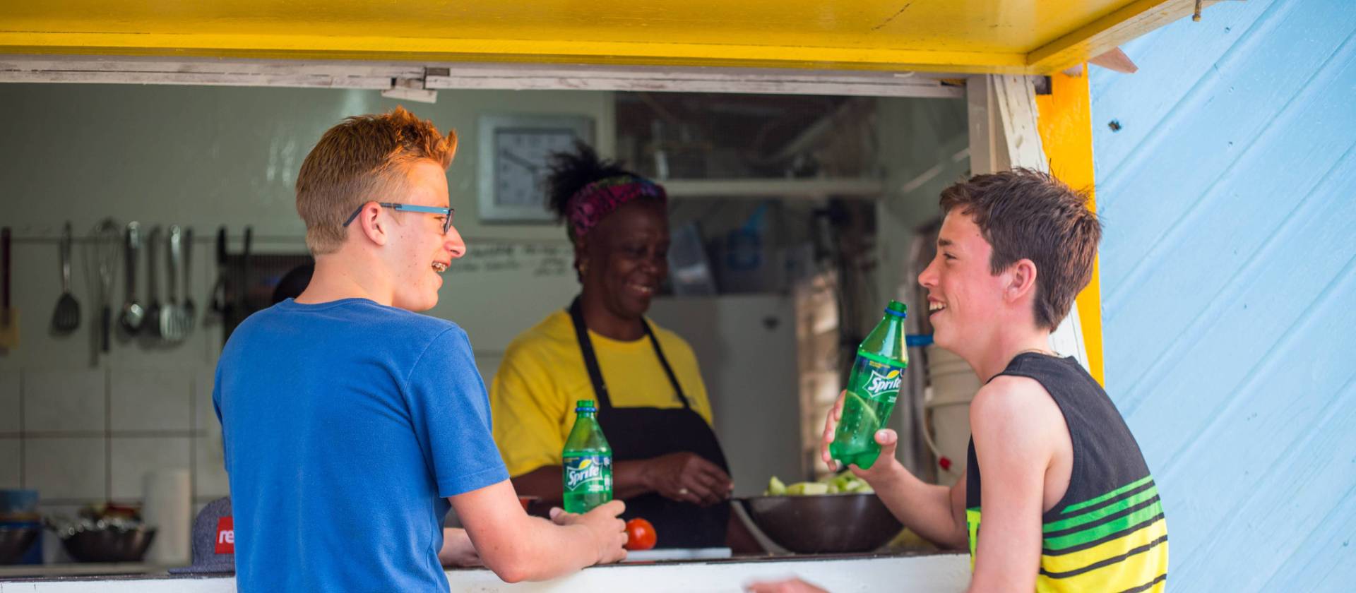 Sharing a friendly snack break with fresh local cuisine