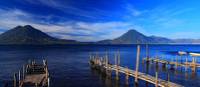 Piers extending into Lake Atitlan