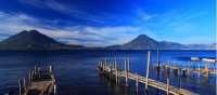 Piers extending into Lake Atitlan