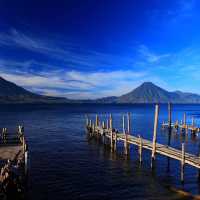 Piers extending into Lake Atitlan