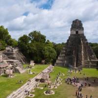 Historical Mayan ruins in the Tikal archeological site