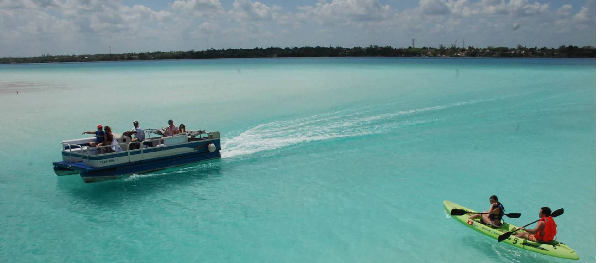 Lake Bacalar is also called the Lagoon of Seven Colors due to its blue and turquoise hues.
