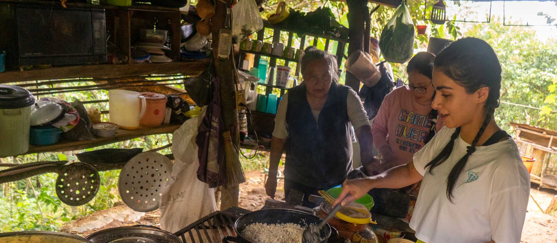 Learning the art of making tortillas from the local ladies