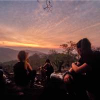 Students enjoying an early sunrise in the Oaxaca mountains