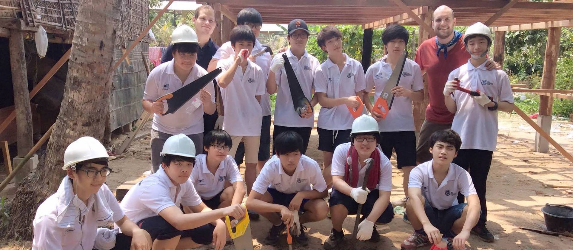 All ready to get dirty on our Service Learning trip in Cambodia