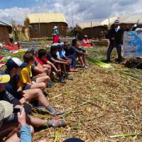 Students learning about Lake Titicaca | Drew Collins