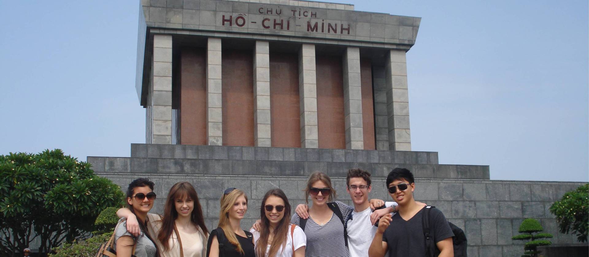 Group in front of the Ho Chi Minh Mausoleom in Hanoi, Vietnam