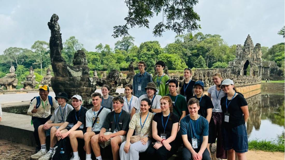 Students at temples Cambodia, Braemar College