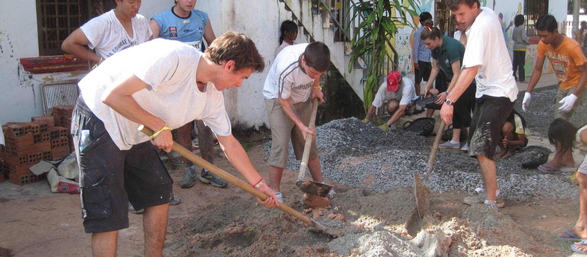 Students working on a Community Project in Vietnam
