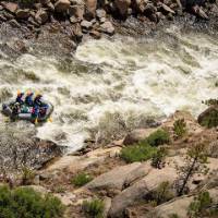 Students heading down a rapid on the Arkansas River Colorado