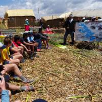 Students learning about Lake Titicaca | Drew Collins