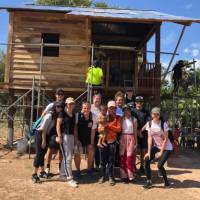 Students part way through house build