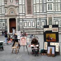 Artists outside the Duomo in Florence | Kate Baker