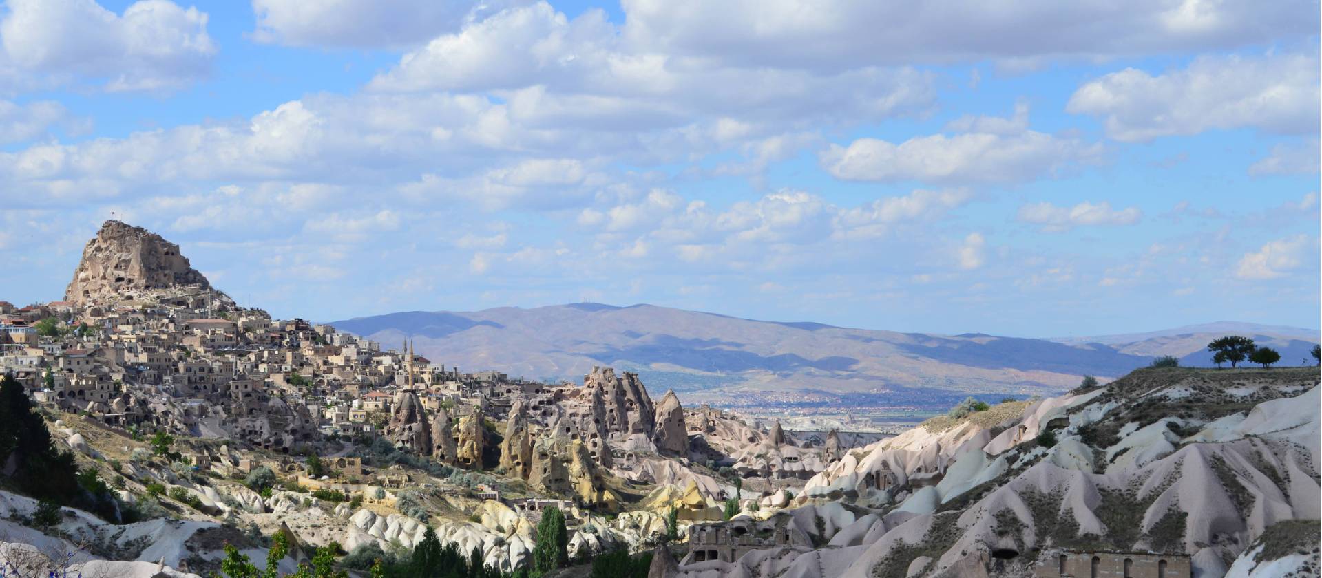 View of one of the valleys in Cappadocia with Uchisar in the distance | Erin Williams