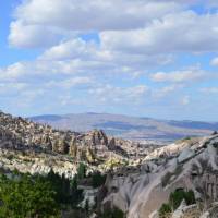 View of one of the valleys in Cappadocia with Uchisar in the distance | Erin Williams