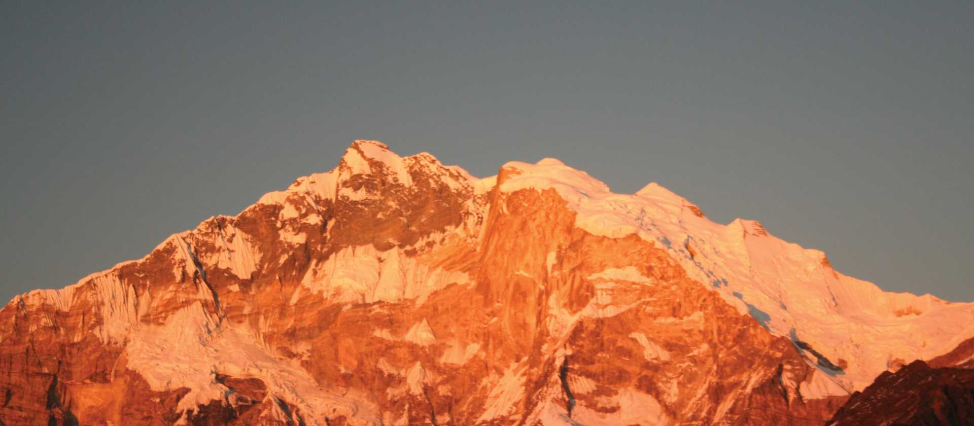 The sun sets on Fang (7647m) in the Annapurnas | G Wainwright