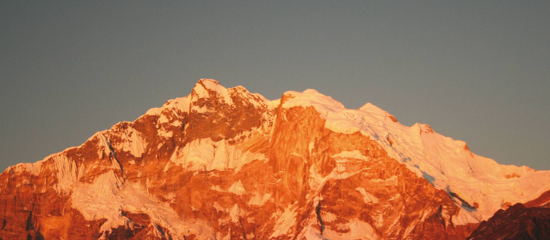 The sun sets on Fang (7647m) in the Annapurnas | G Wainwright