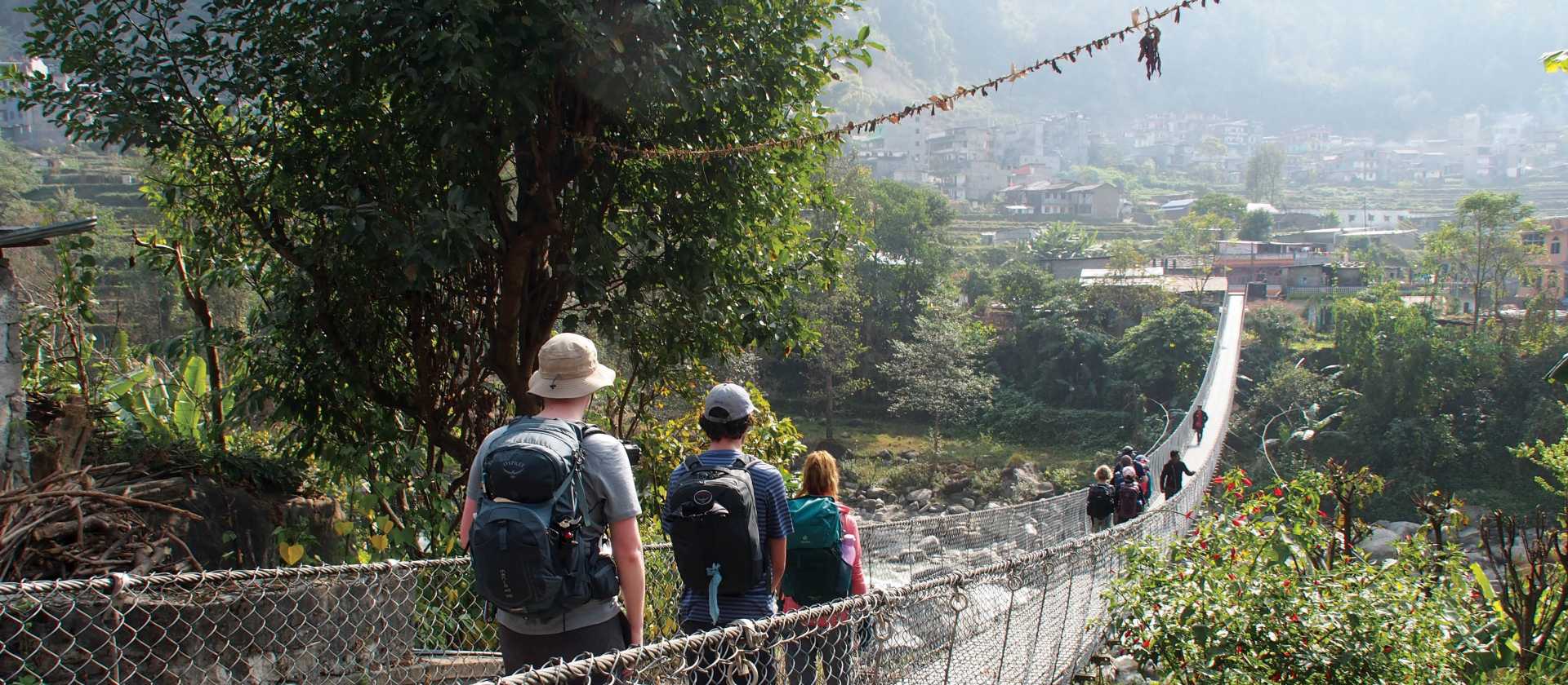 Bridge crossing as we arrive at Nayapul | Emily Dennerstein