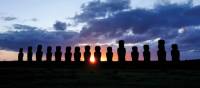 Sunset over the beautiful Moai stone heads | Heike Krumm
