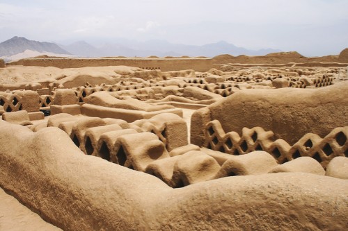 Panoramic view of Chan Chan ruins in northern Peru