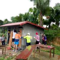 Students constructing new toilets for a remote school in Vietnam