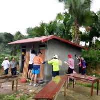Students constructing new toilets for a remote school in Vietnam
