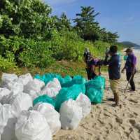Piles of rubbish collected on our beach clean up program