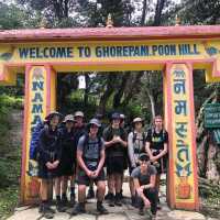 Students on trek arriving at Ghorepani