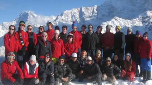 Students enjoying the snow and views at Kopra Ridge