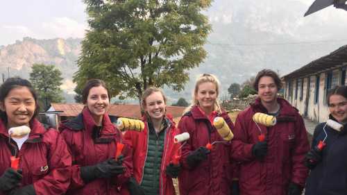Students at a community project in Nepal | Indigo Axford