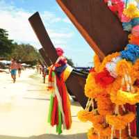 Thailand beach boats in a local ceremony Southern Thailand